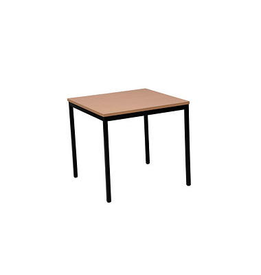 Gürkan Mehrzwecktisch buche quadratisch, Vierkantrohr schwarz, 70,0 x 70,0 x 75,0 cm