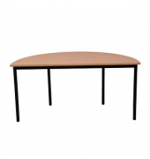 Mehrzwecktisch buche halbrund, Vierkantrohr schwarz, 160,0 x 80,0 x 75,0 cm