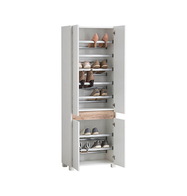 MÖBELPARTNER Cosmo Schuhschrank weiß, eiche keine Fachböden 33,0 cm164,5 cm