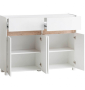 Kommode Cosmo 701777 weiß, eiche 2 Fachböden 112,2 x 33,0 x 84,8 cm