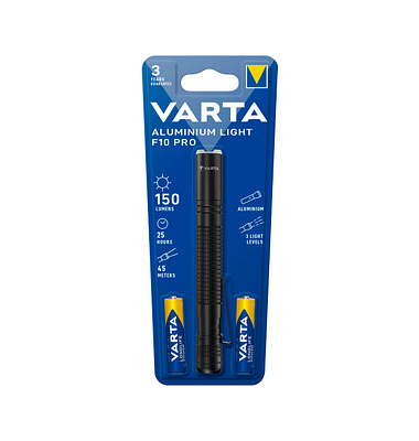 VARTA Aluminuim Light F10 Pro LED Taschenlampe schwarz, 150 Lumen