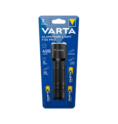 VARTA Aluminuim Light F30 Pro LED Taschenlampe schwarz, 400 Lumen