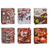 Geschenktasche 87026-SG Weihnachten Serie 6, Weihnachten, Kunststoffkordel mit Karte, 6 Motive sortiert, 11cm x 14cm