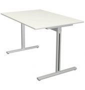 Schreibtisch Form 1, 75cm (H), 120x80cm (BxT), rechteckig, weiß / silber