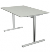 Schreibtisch Form 1, 75cm (H), 120x80cm (BxT), rechteckig, lichtgrau / silber