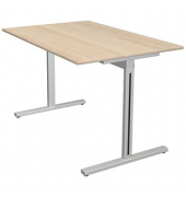 Schreibtisch Form 1, 75cm (H), 120x80cm (BxT), rechteckig, ahorn / silber