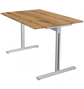 Schreibtisch Form 1, 75cm (H), 120x80cm (BxT), rechteckig, eiche / silber