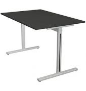 Schreibtisch Form 1, 75cm (H), 120x80cm (BxT), rechteckig, anthrazit / silber