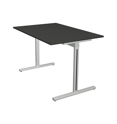 Schreibtisch Form 1, 75cm (H), 120x80cm (BxT), rechteckig, anthrazit / silber