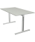 Schreibtisch Form 1, 75cm (H), 140x80cm (BxT), rechteckig, lichtgrau / silber