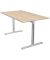 Schreibtisch Form 1, 75cm (H), 140x80cm (BxT), rechteckig, ahorn / silber