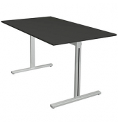 Schreibtisch Form 1, 75cm (H), 140x80cm (BxT), rechteckig, anthrazit / silber