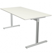 Schreibtisch Form 1, 75cm (H), 160x80cm (BxT), rechteckig, weiß / silber