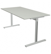 Schreibtisch Form 1, 75cm (H), 160x80cm (BxT), rechteckig, lichtgrau / silber