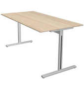 Schreibtisch Form 1, 75cm (H), 160x80cm (BxT), rechteckig, ahorn / silber