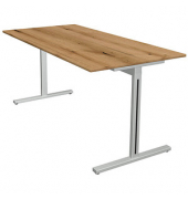 Schreibtisch Form 1, 75cm (H), 160x80cm (BxT), rechteckig, eiche / silber