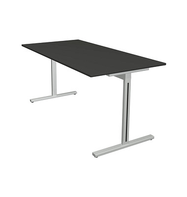 Schreibtisch Form 1, 75cm (H), 160x80cm (BxT), rechteckig, anthrazit / silber