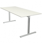 Schreibtisch Form 1, 75cm (H), 180x80cm (BxT), rechteckig, weiß / silber