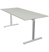 Schreibtisch Form 1, 75cm (H), 180x80cm (BxT), rechteckig, lichtgrau / silber