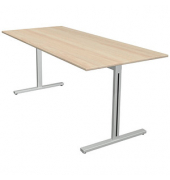 Schreibtisch Form 1, 75cm (H), 180x80cm (BxT), rechteckig, ahorn / silber