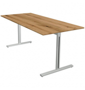 Schreibtisch Form 1, 75cm (H), 180x80cm (BxT), rechteckig, eiche / silber