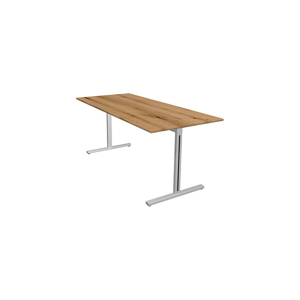 4044917442276 - Schreibtisch Form 1 11010755 65-130cm (H) 180x80cm (BxT) rechteckig eiche   silber 4044917442276 Kerkmann