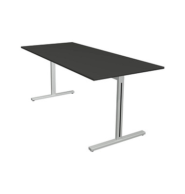 Schreibtisch Form 1, 75cm (H), 180x80cm (BxT), rechteckig, anthrazit / silber