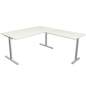 Schreibtisch Form 1, 75cm (H), 160x80cm (BxT), rechteckig, weiß / silber
