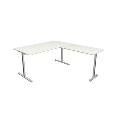 Schreibtisch Form 1, 75cm (H), 160x80cm (BxT), rechteckig, weiß / silber
