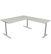Schreibtisch Form 1, 75cm (H), 160x80cm (BxT), rechteckig, lichtgrau / silber