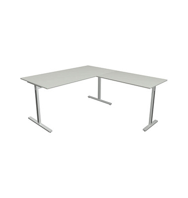 Schreibtisch Form 1, 75cm (H), 160x80cm (BxT), rechteckig, lichtgrau / silber