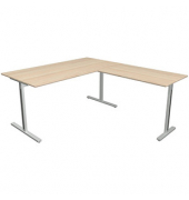 Schreibtisch Form 1, 75cm (H), 160x80cm (BxT), rechteckig, ahorn / silber
