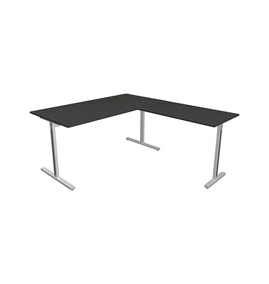 Schreibtisch Form 1, 75cm (H), 160x80cm (BxT), rechteckig, anthrazit / silber