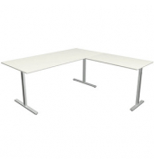 Schreibtisch Form 1, 75cm (H), 180x80cm (BxT), rechteckig, weiß / silber