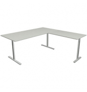 Schreibtisch Form 1, 75cm (H), 180x80cm (BxT), rechteckig, lichtgrau / silber
