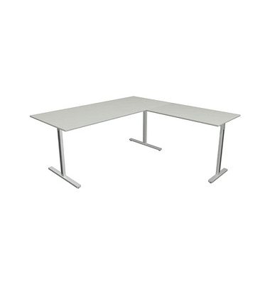 Schreibtisch Form 1, 75cm (H), 180x80cm (BxT), rechteckig, lichtgrau / silber
