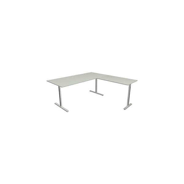 4044917442405 - Schreibtisch Form 1 11013111 65-130cm (H) 180x80cm (BxT) rechteckig lichtgrau   silber 4044917442405 Kerkmann