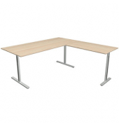 Schreibtisch Form 1, 75cm (H), 180x80cm (BxT), rechteckig, ahorn / silber