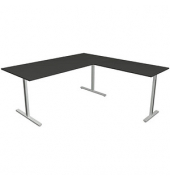 Schreibtisch Form 1, 75cm (H), 180x80cm (BxT), rechteckig, anthrazit / silber