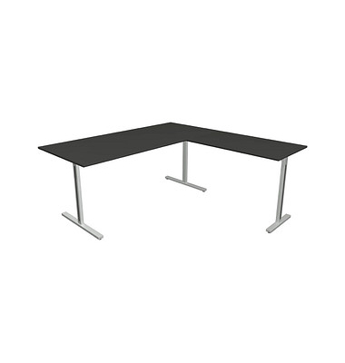 Schreibtisch Form 1, 75cm (H), 180x80cm (BxT), rechteckig, anthrazit / silber