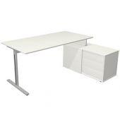 Schreibtischkombination Form 1 11015110, 75cm (H), 160x80cm (BxT), rechteckig, weiß / silber