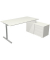 Schreibtischkombination Form 1 11015110, 75cm (H), 160x80cm (BxT), rechteckig, weiß / silber