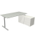 Schreibtischkombination Form 1, 75cm (H), 160x80cm (BxT), rechteckig, lichtgrau    wei&szlig; / silber