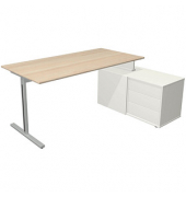 Schreibtischkombination Form 1, 75cm (H), 160x80cm (BxT), rechteckig, ahorn / silber