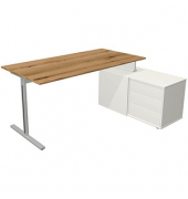 Schreibtischkombination Form 1 11015155, 75cm (H), 160x80cm (BxT), rechteckig, eiche    weiß / silber