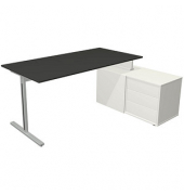 Schreibtischkombination Form 1 11015113, 75cm (H), 160x80cm (BxT), rechteckig, anthrazit / silber