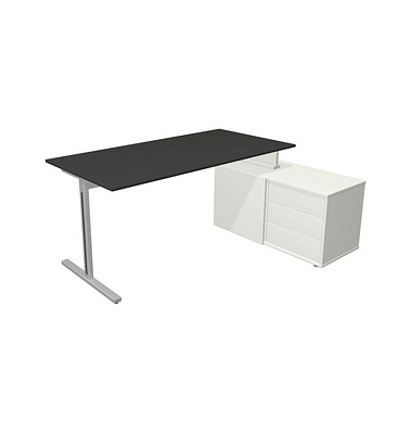 Schreibtischkombination Form 1 11015113, 75cm (H), 160x80cm (BxT), rechteckig, anthrazit / silber