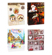 Geschenktasche 84177-SG Weihnachten Serie 7, Weihnachten, Kunststoffkordel mit Karte, 4 Motive sortiert, 33cm x 44cm