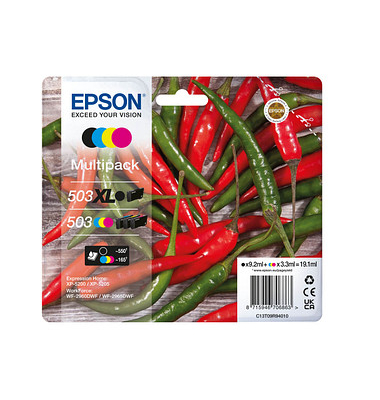Druckerpatrone 503/503XL T09R94 C13T09R94010 (kompatibel zu Epson 503XL/503), schwarz/cyan/magenta/gelb, ca.1x  550 Seiten schwa