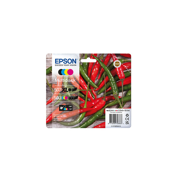 8715946706863 - 503 503 XL Multipack - 4-pack - XL(black) + Standard Capacity - black yellow cyan magenta - original - ink cartridge - Tintenpatrone Cyan